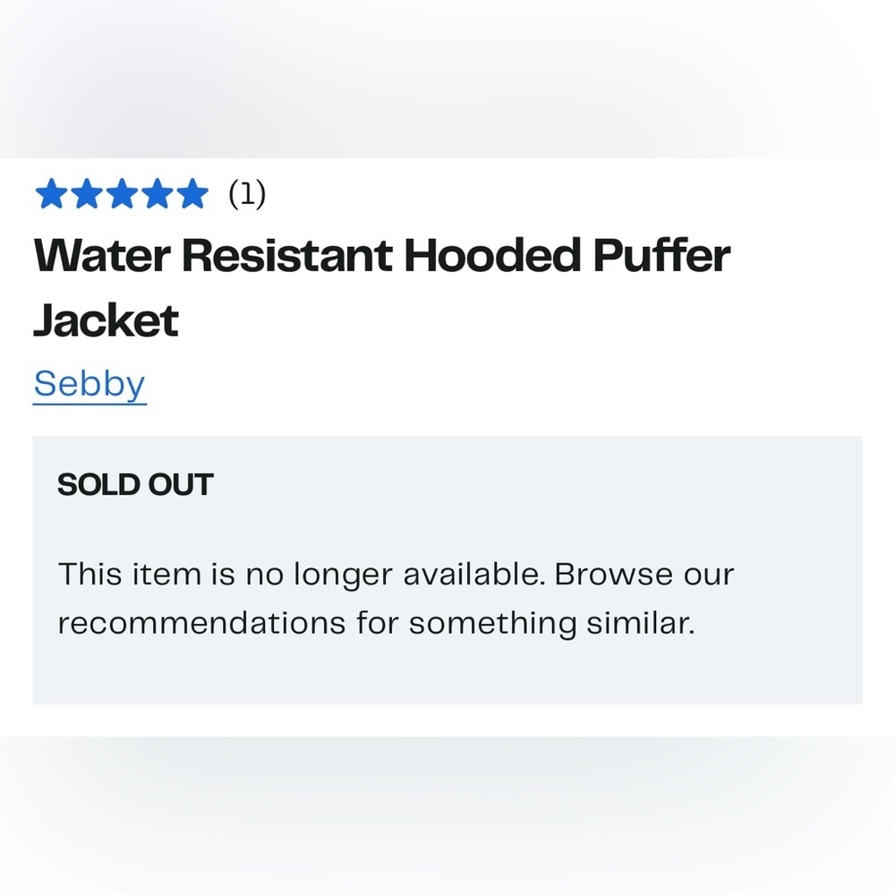 Sebby Black Water Resistant Puffer Jacket (size M) - Picture 3 of 3